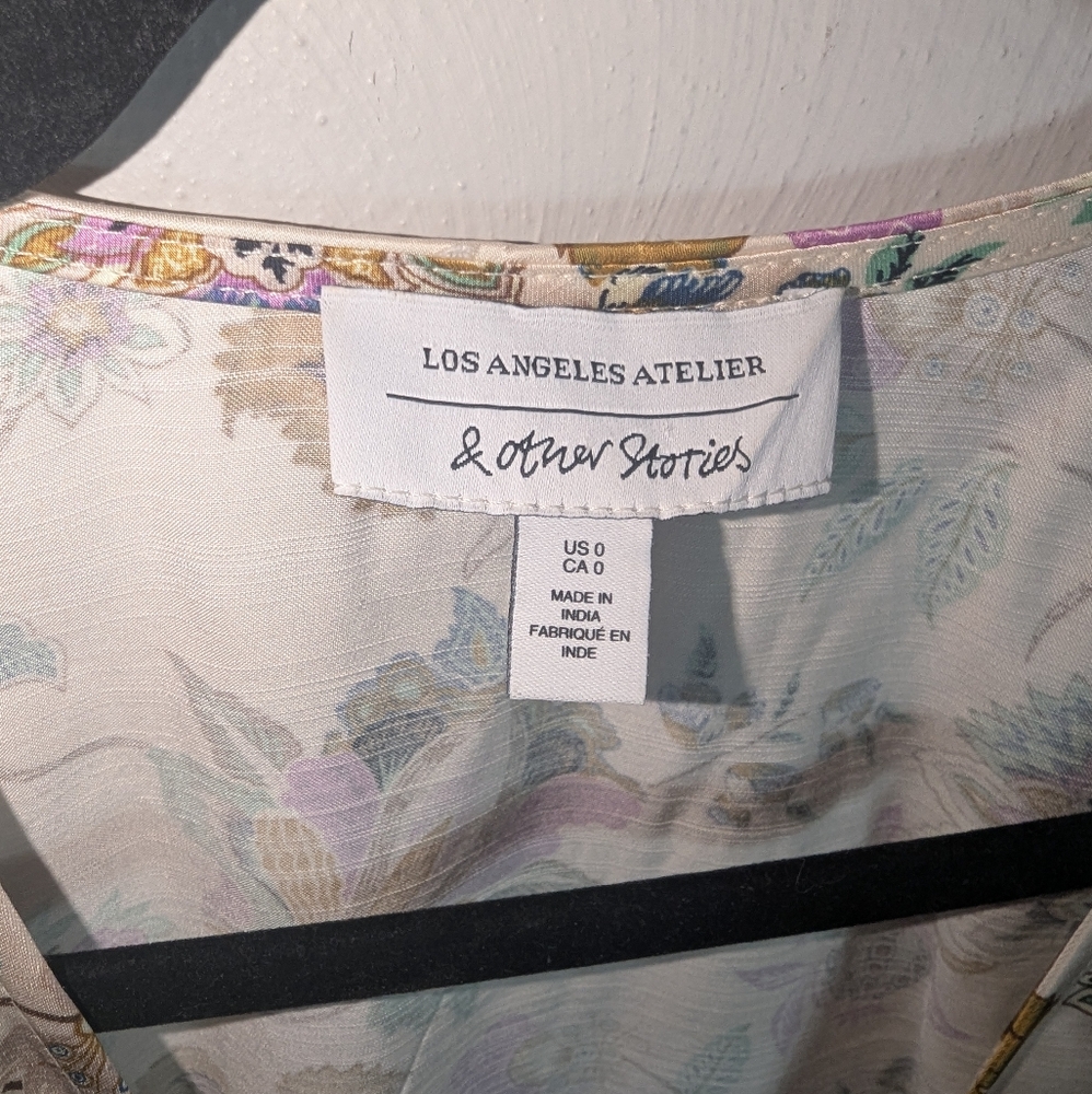 0 & Other Stories Los Angeles Atelier Cream Floral Maxi Wrap Dress - Picture 5 of 8